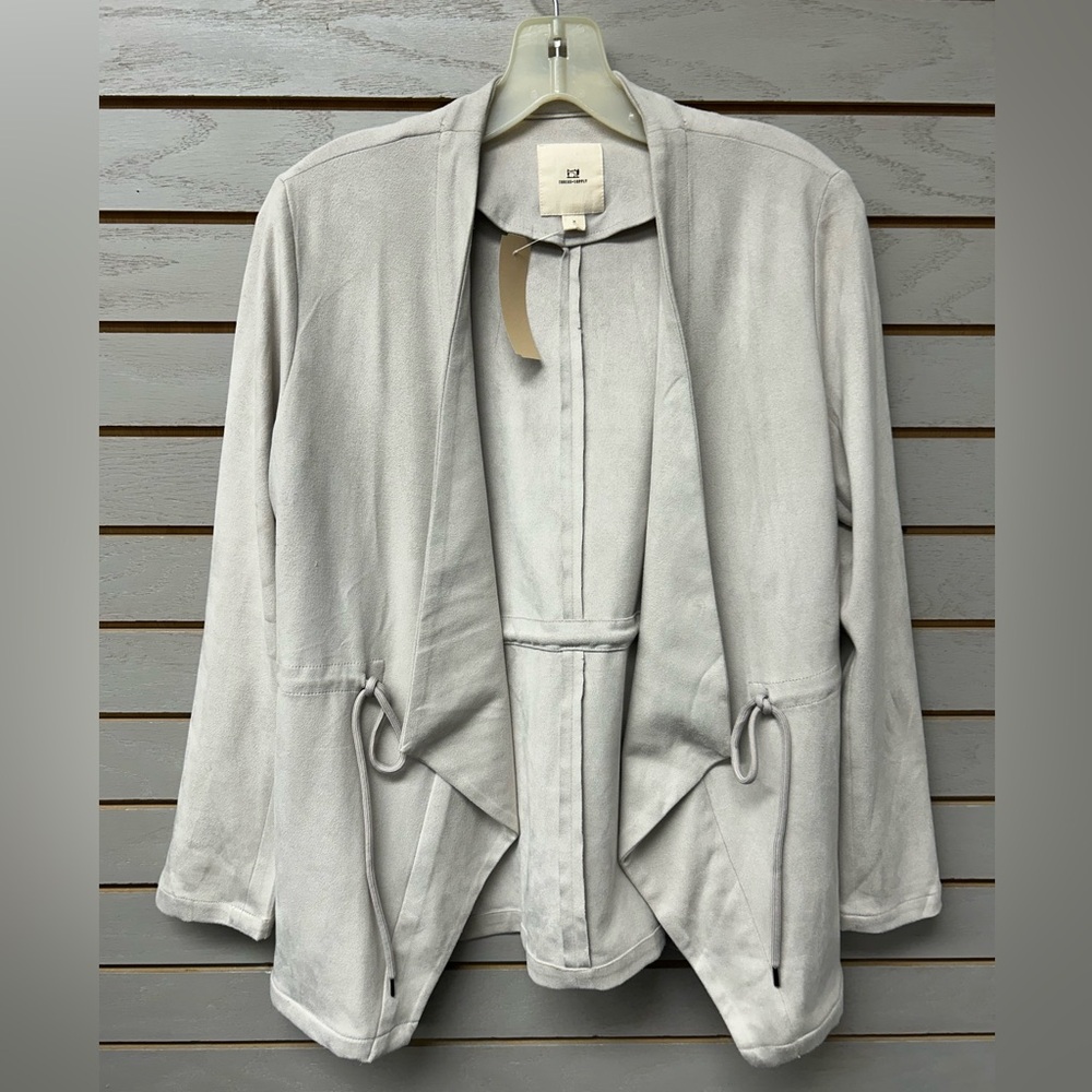 Thread & Supply Light Suede Cream Open Front Cardigan - Picture 3 of 11